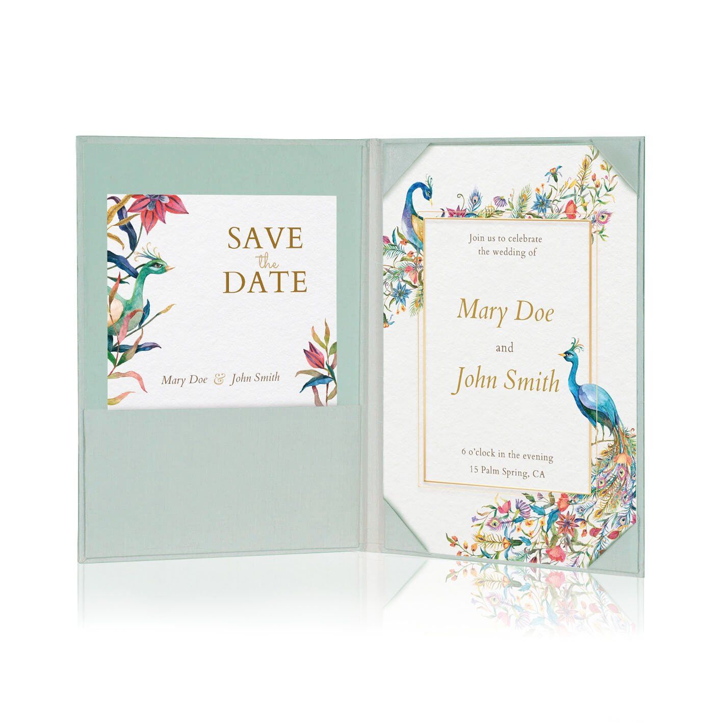 Mint Silk Folio Keepsake for Nuptial Announcements