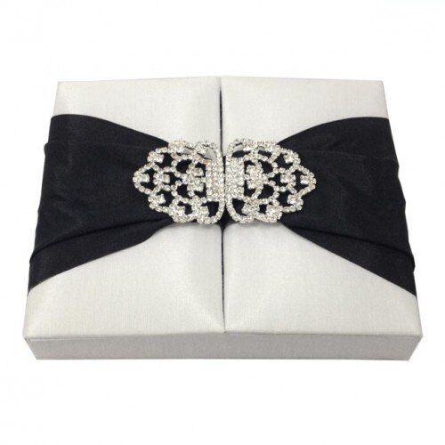 Midnight Crystal Clasp Wedding Invitation Box Timeless Monochrome Collection