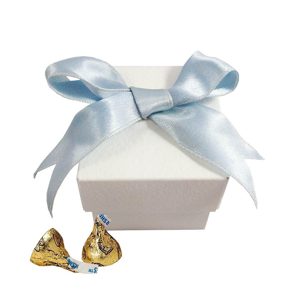 Dreamy Ivory Gift Case Adorned with Aqua Ribbon Flourish