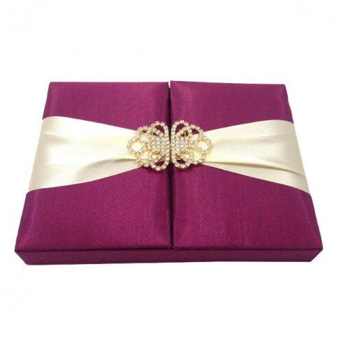 Regal Amethyst Silk Treasure Box with Gleaming Gem Fastener