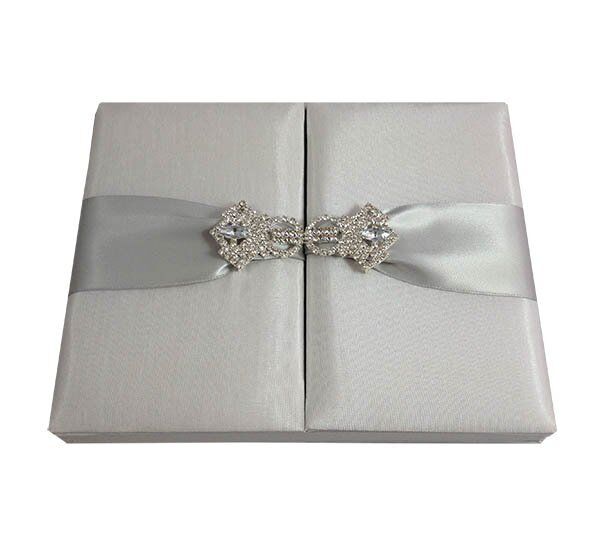 Royal Amethyst Silk Treasure Box Wedding Invitation with Crystal Adornments