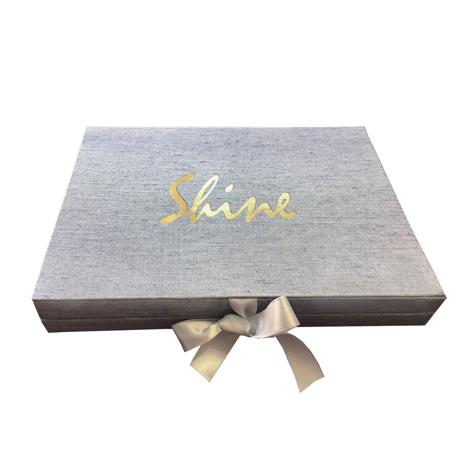 Opulent Gray Treasure Box Adorned with Shimmering Golden Imprints