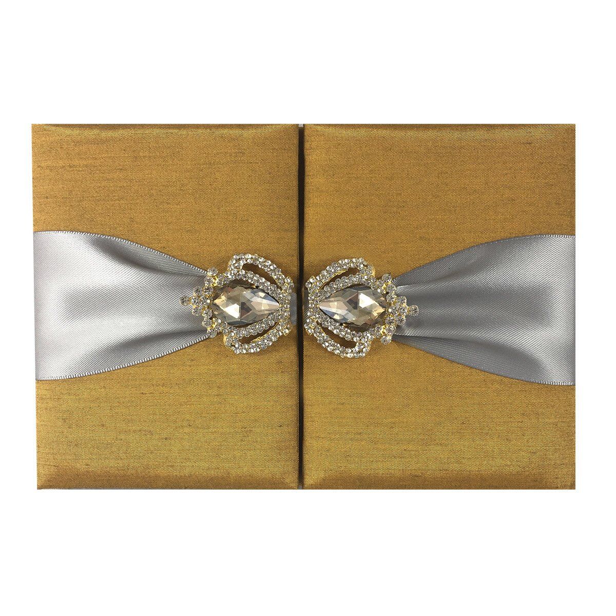 Royal Crown Silk Folio Invitation - Opulent White Ceremonial Stationery