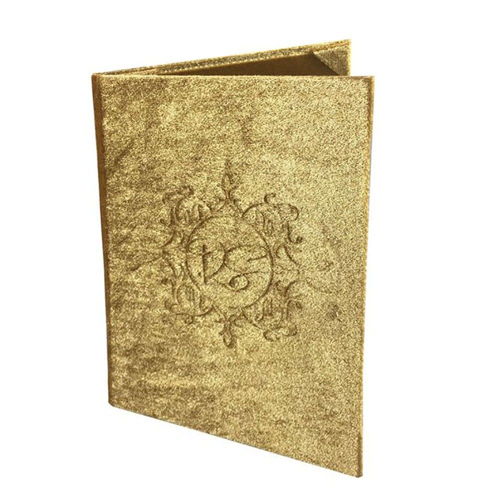 Gilded Velvet Monogrammed Invitation - Royal Gold Imprint