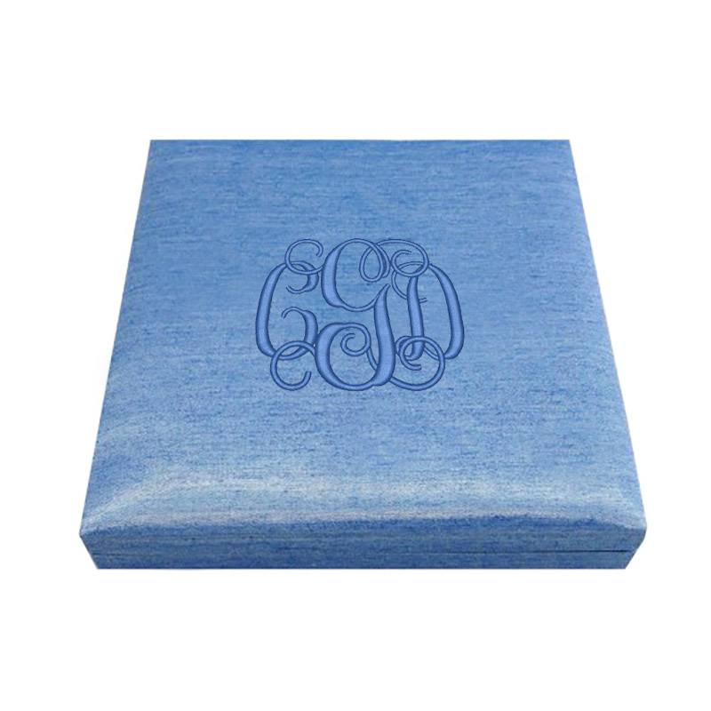 Bespoke Ivory Embroidered Monogram Wedding Memory Treasure Keepsake Box