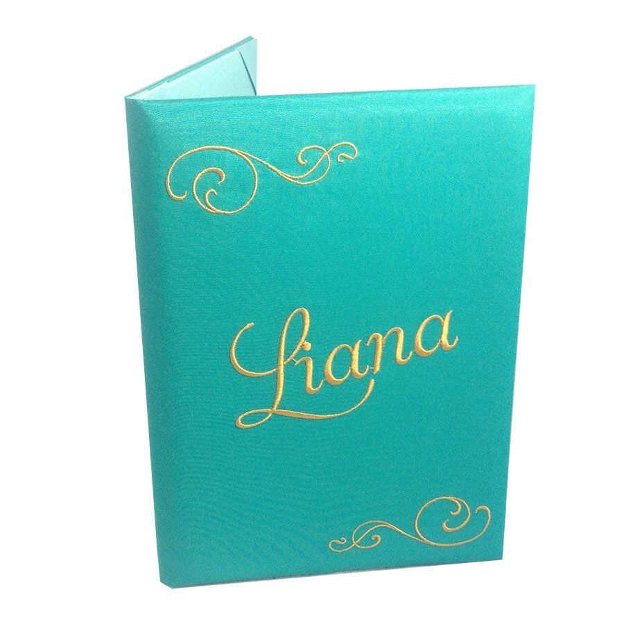 Gold-Stitched Personalized Nuptial Folio with Monogram Accent