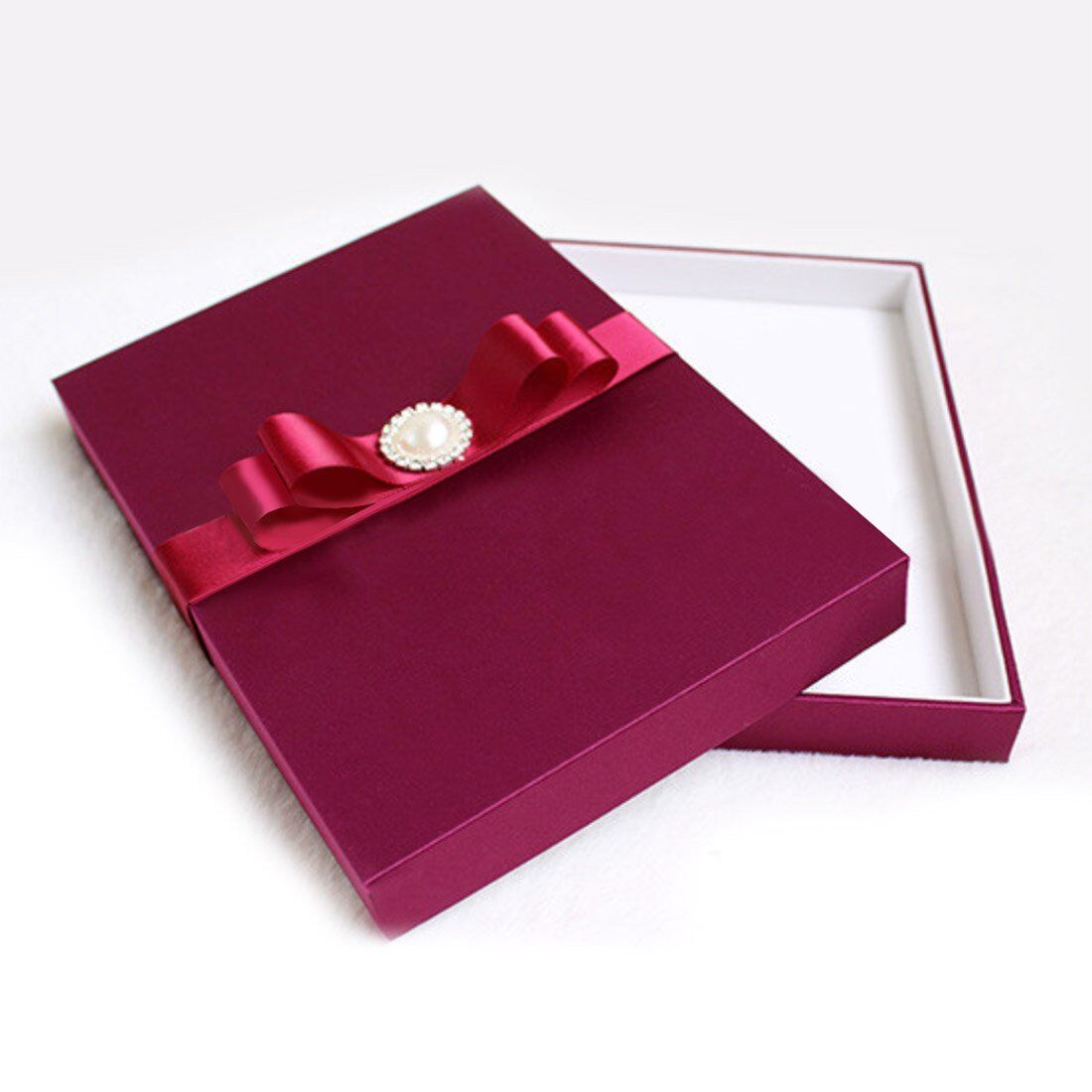 Pearlescent Crimson Silk Keepsake Treasure Box for Matrimonial Announcements