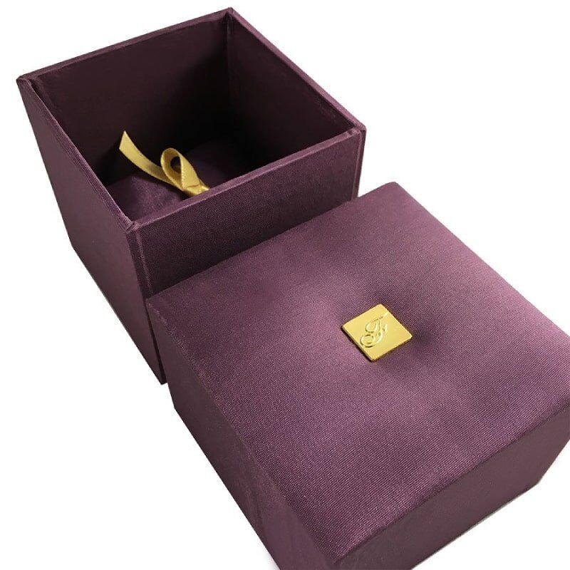 Velvety Silk Treasure Chest: Personalized Royal Purple Keepsake with Badge