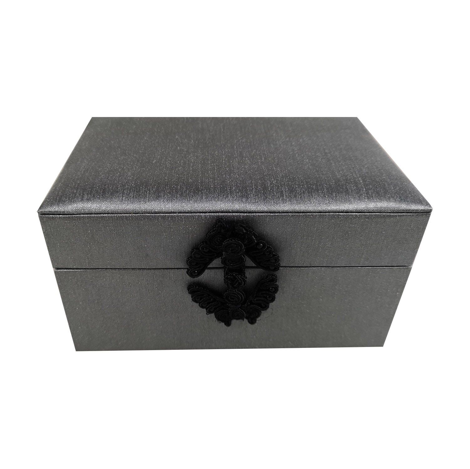 Vintage Ruby Silk Treasure Chest with Handcrafted Fabric Fastener