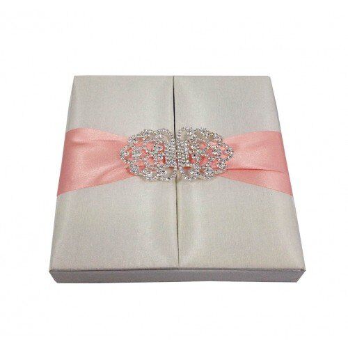 Shimmer Pearl White Invitation Keepsake Treasure Box for Weddings