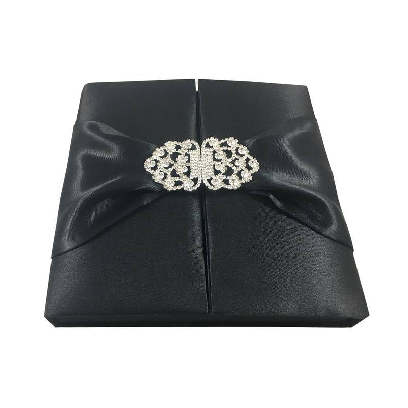 Midnight Silk Crystal-Adorned Treasure Box for Invitations