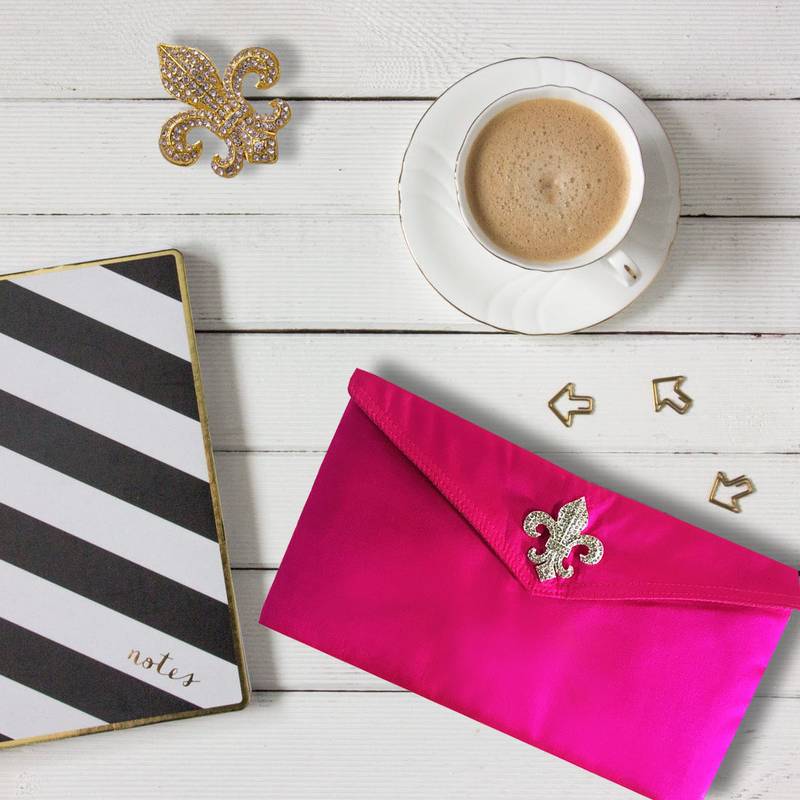 Pink Silk Blooms: Royal French Lily Envelope Clutch