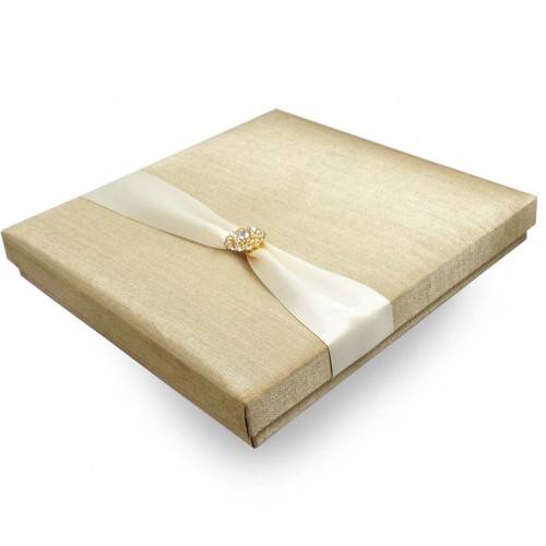 Royal Ivory Silk Box Wedding Invitation with Sparkling Crystal Adornment