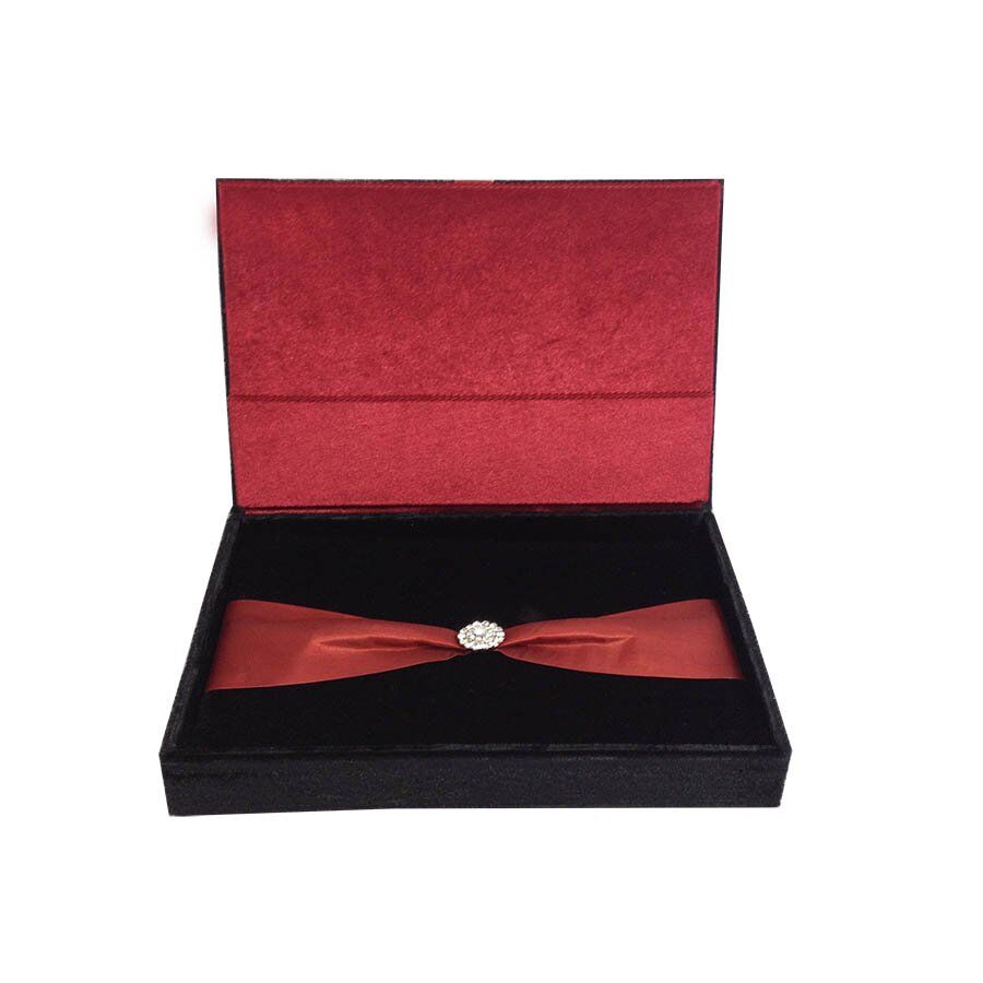 Regal Crimson Velvet Box Invites for Matrimonial Celebration