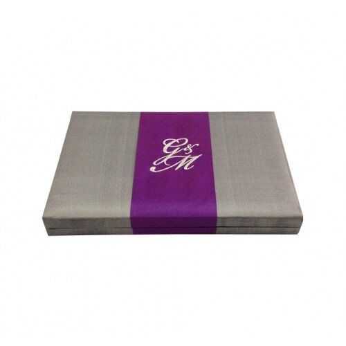 Shimmering Silver Monogrammed Keepsake Invitation Box