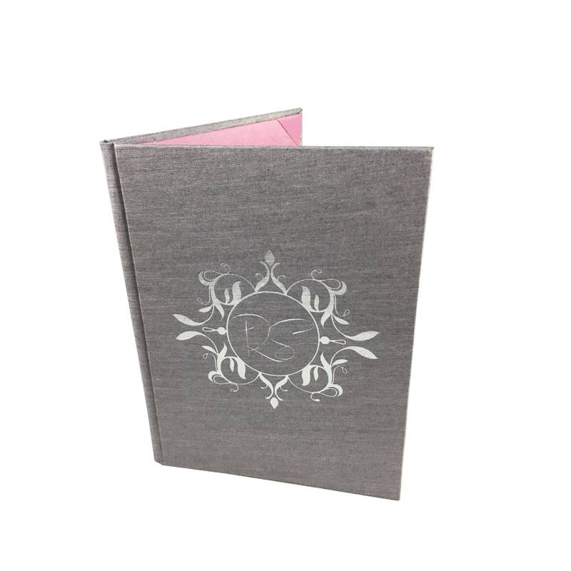 Sterling Silver Pocket Folder: Monogrammed Foil-Stamped Wedding Invitation Organizer