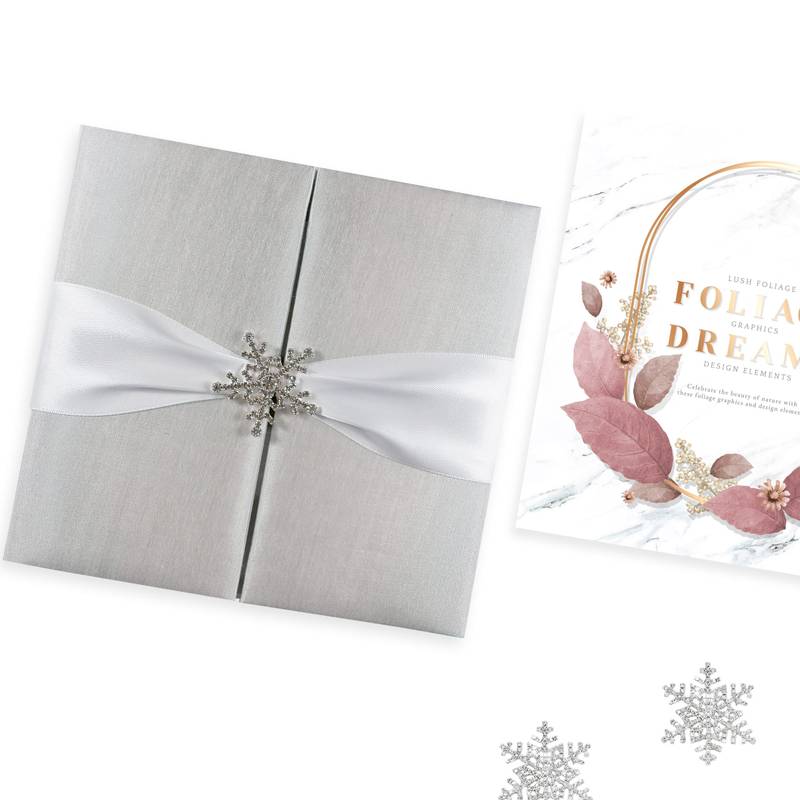 Icy Blue Crystal Snowflake Pin Card for Frosty Matrimony Gatherings